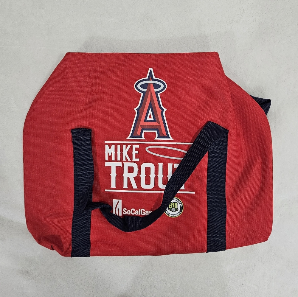 Angels Mike Trout Duffle Bag in Red & Blue